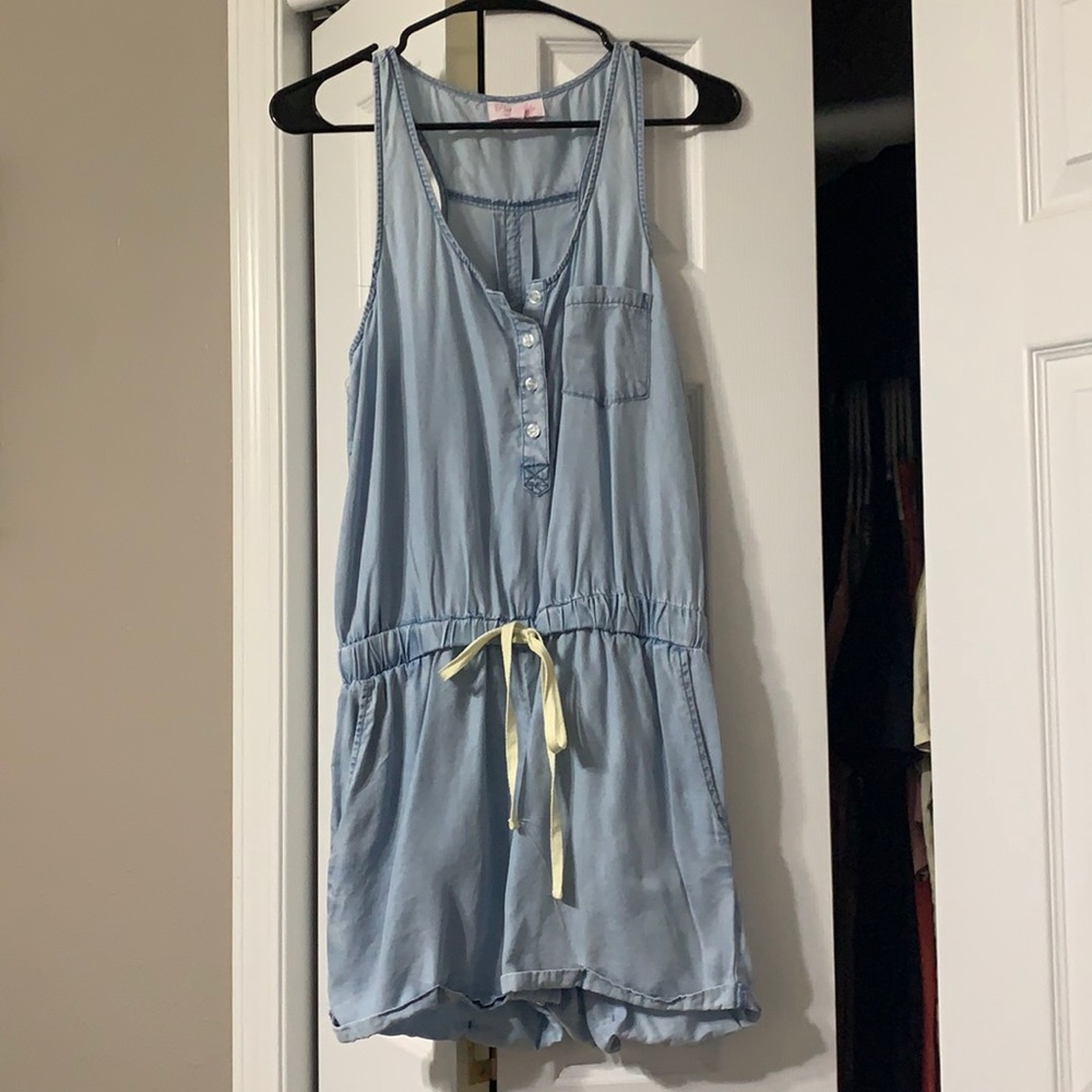 Pink Lily chambray romper